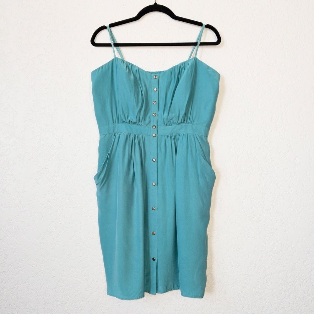 Twelfth Street x Cynthia‎ Vincent Blue Silk A-Line Dress Size Large